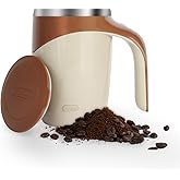 HISET Rechargeable Self Stirring Coffee Mug, Auto Self Mixing Stainless Steel Cup, suitble for Coffee/Tea/Chocolate/Kitchen/Travel/Home, Best Cute Christmas Birthday Gift (Brown)