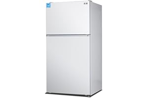 BLACK+DECKER 24 Cu. Ft. Top Mount Refrigerator with Ice Maker, 2-Door Refrigerator with Top Freezer, Freezer with Icemaker and Adjustable Temperature Control, ENERGY STAR, BR2400JIMW, White