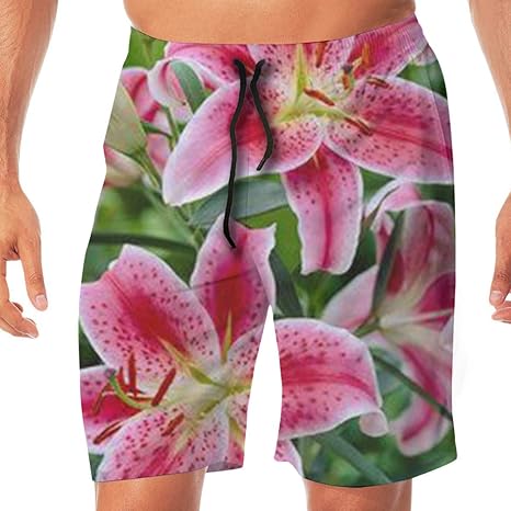 Helen vi Baumlilien im Garten Männer 3D Druck Grafik Schnell Trocknend Boardshort Schwimmen Surf Stamm Baumwolle Strand Short