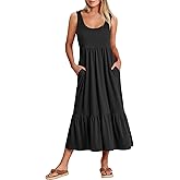ANRABESS Women's Summer Sleeveless Maxi Sundress Swing Casual Flowy Tiered Shirts Dress Beach Travel Vacation Outfits