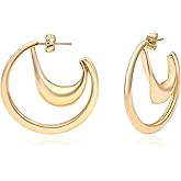 18K Gold Plated Hoop Earrings for Women – Sculpted - Textured Hoops Huggies – Lightweight Fashion Earring, Wedding, Engagement Earring, Gift For Her – Christmas, Holiday, Thanksgiving Gift, Halloween
