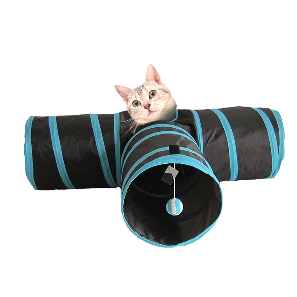 Cat Tunnel(3 Way ). Road Cat Toys Collapsible Tunnel - Premium Tube for Rabbits, Kittens, Large Cats, And Dogs