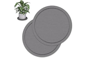 Johamoo Plant Saucer for Indoors, 2 Pack 12 Inch, Instantly Dry Diatomaceous Earth Plant Trays, Stone Plant Pot Saucers Drip & Drainage Tray, Gray
