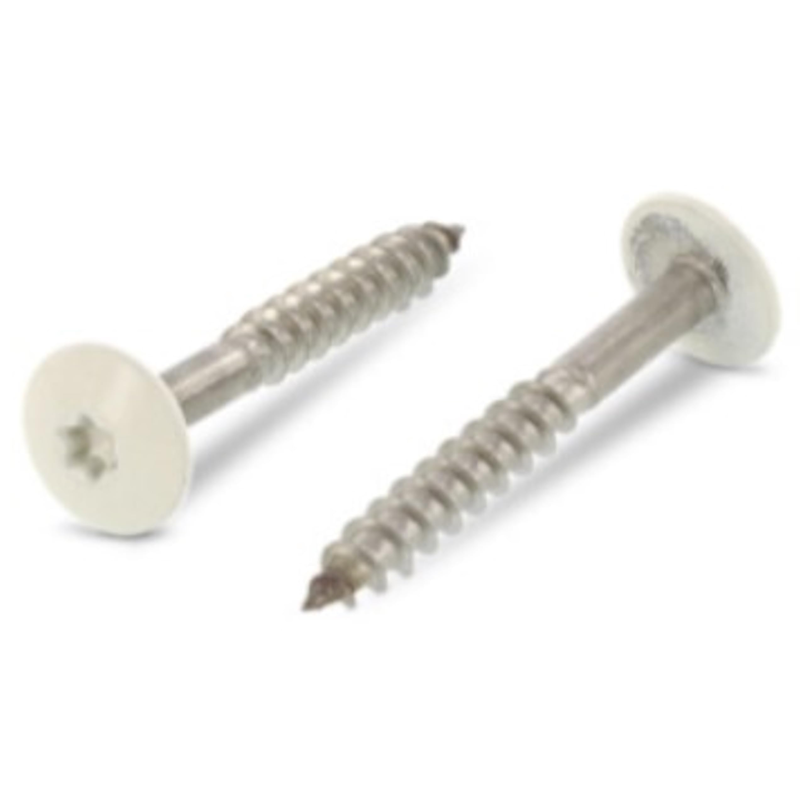 Trespo Wood Screws 4.8 x 25 mm Pack of 50 Stainless Steel A2 / V2A - Round-Headed Wood Screws with Hexalobular Socket - Rustproof - Powder Coated RAL 1013 Pearl White