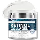 Collagen 0.2% Retinol Cream Unscented for Face with Hyaluronic Acid Day & Night Moisturizer Cream Skin Tightening Cream for F