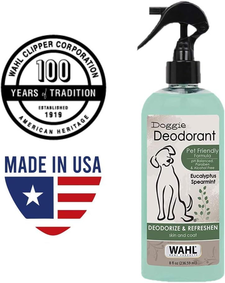 Wahl Deodorizing & Refreshing Pet Deodorant for Dogs - Eucalyptus & Spearmint for Coat Shine & Strengthening - 8 Oz