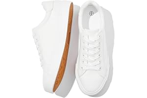 Witwatia White Canvas Sneakers for Women Lace-up Tennis Shoes Non-Slip Cozy Low Top Walking Shoes for Women
