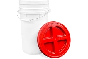 ePackageSupply 7 Gallon White Bucket with Red Gamma Screw on Lid, Food Grade Storage, Premium HPDE Plastic, BPA Free, Durable 90 Mil All Purpose Pail, Made in USA (1 Count)
