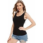 Rosyline Tank Tops for Women with Built in Bra Sleeveless Ribbed Shirts Scoop Neck Slim Fitted Top