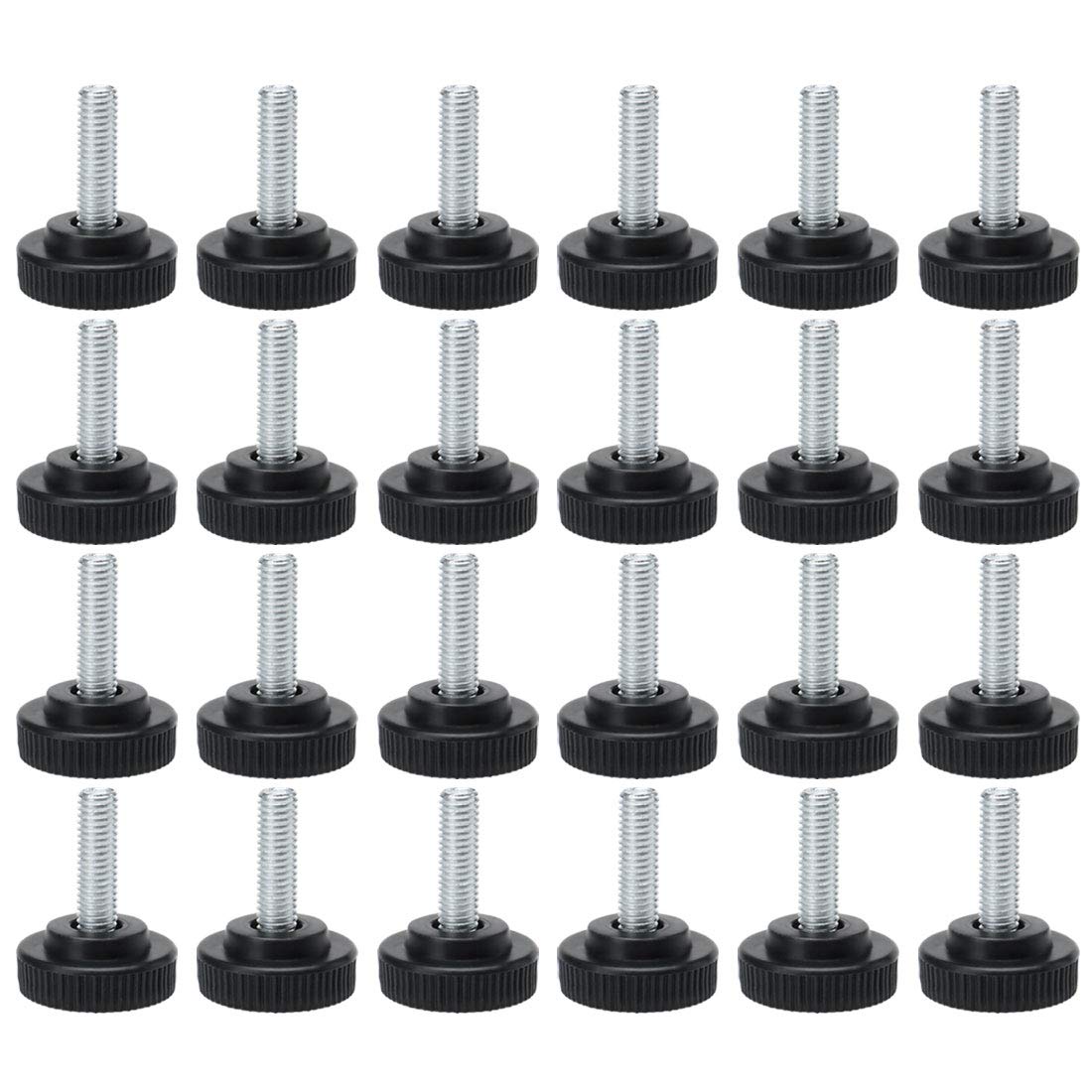 sourcingmap M8 x 25 x 30mm Screw on Adjustable Leveling Feet Floor Protector for Furniture Machine Table Desk Leg 24 Pack