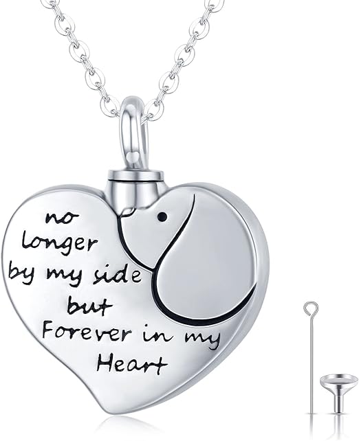 Pet Cremation Necklace for Dog, 925 Sterling Silver Keepsake Urn Ashes