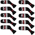 Scott Edward 1/7/10 Pcs Knitted Golf Club Head Covers for Irons Wedge Cuteness and Basically Socks Shape Washable Golf Club Head Protector on Red/Blue Warning Style