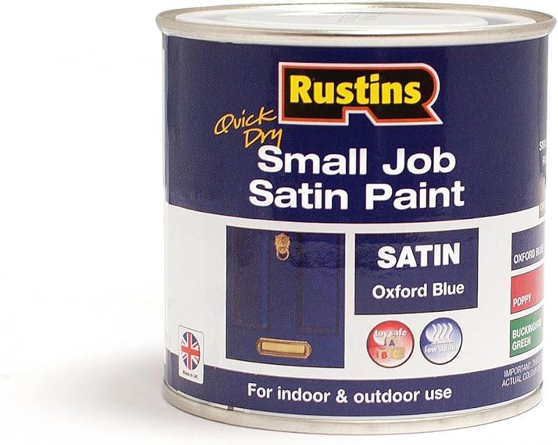 Rustins Small Job Satin Paint Oxford Blue 250ml
