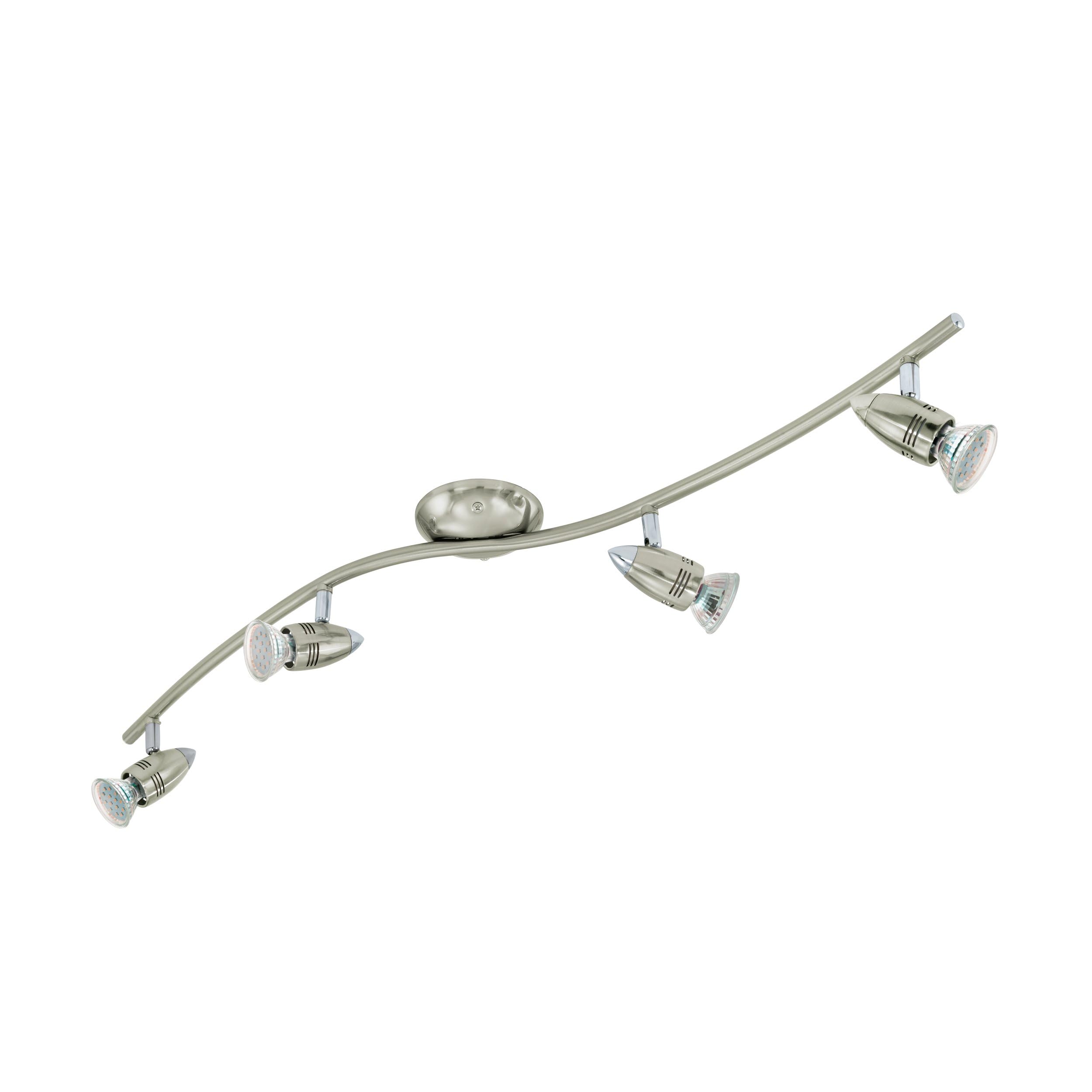 Eglo LED Ceiling Light Magnum LED, 4-Flame Ceiling lamp, Metal Spotlight, Living Room Light in Matte Nickel, Chrome, Spots Including GU10 Bulbs, Warm White