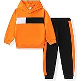 KIDLAGA Toddler Boy Clothes Long Sleeve Hoodie Sweatsuits Tops and Pants Boys Fall Winter Color Block Outfits Set 5-12 Years