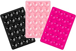 Beiskll Suction Phone Case Adhesive Mount 3 Pack, Silicone Hands Free Phone Accessory Holder, for Selfies and Videos (Black+Pink+Rose)