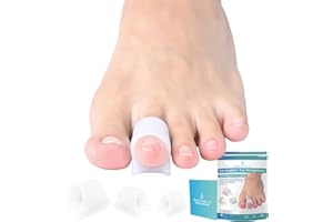 Byehambuni Hammer Toe Straightener, 6 Pack Hammer Toe Corrector for Women, Gel Toe Splints, for Curled, Crooked, Bent, Claw, Hammertoes, for Women and Men, 3 Different Sizes (White)