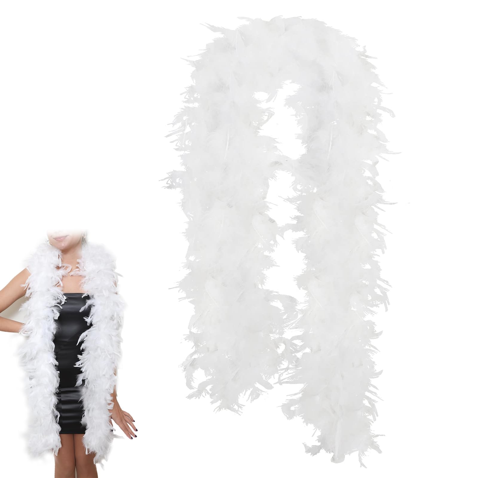 White Feather Boa Turkey Boa Feathers 2m 60g White Feather Boa White Feather Boa Turkey Feathers for Party Bulk Dancing Carnival Christmas Wedding Centerpieces Holiday Decor Home Decor