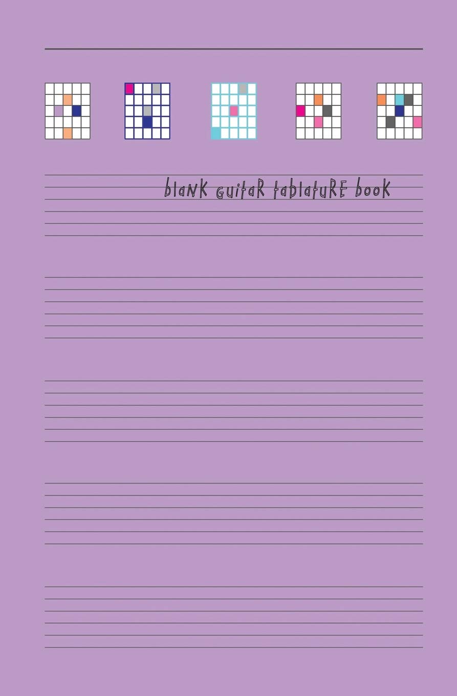 Blank Guitar Tablature Book: Blank Guitar Tab paper, Standard Staff & Tablature Featuring Twelve 6-Line Tablature Staves Per Page With a “TAB” Clef, ... (Double-sided) 100 pages Violet Soft Cover