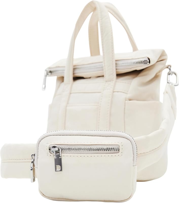 Borsa da donna modello BOLS_Basic in nylon, colore bianco, bianco, Taglia unica