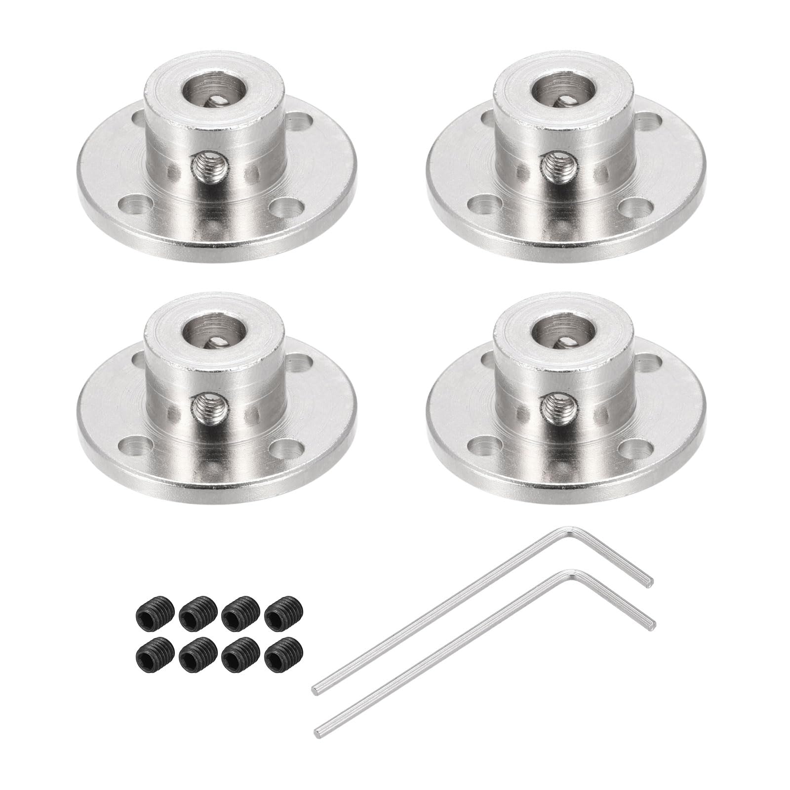 Rebower 7mm Rigid Flange Coupling Connector Motor Coupler (w 8pcs Screw M2 Hex Wrench),[for DIY Stepper Motors]-4 Pack