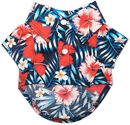 United Pups Hawaiian Shirt for Dogs Small to Medium Pets Cats Design for Summer Luau Style Beach Camp Vacation Floral Puppy T-Shirt
