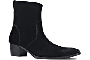 COWSDELLA Dress Boot for Men Heels Casual Chelsea Combat Ankle Chukka Boots Zipper Black JY002