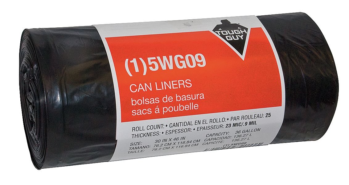 Trash Bags, 36 gal, 0.90 mil, PK25 Industrial & Scientific