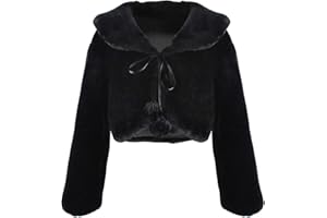 Abbyabbie.Li Flower Girl Dress Coat,Girl Cozy Faux Fur Bolero Shrug Accessories Princess Cape