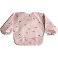 Tiny Twinkle Mess Proof Baby Bib, Cute Full Sleeve Bib Outfit, Waterproof Bibs for Toddlers, Machine Washable, Tug Proof, Baby Smock for Eating, Long Sleeved (Unicorn Confetti, Small 6-24 Months)