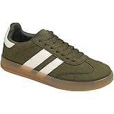 Forever Women DEER-09 Low Top Comfort Lace-up Fashion Sneakers, Olive/White, 7