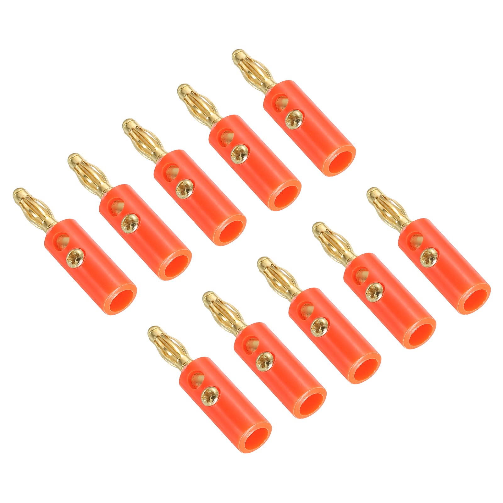 PATIKIL 10 Pack Banana Plugs Connector Screw Type Speaker Banana Plugs 4mm Gold-Plated Alloy Red for Speaker Wires, Sound Systems, Video Receivers, Home Theater