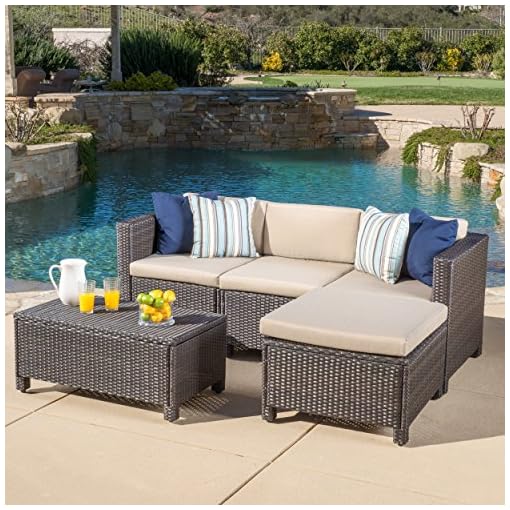 Venice Outdoor Wicker Patio Furniture Grey Black Sofa Seating Set W Cushions Beachfront Decor