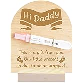 FREEBLOSS Wooden Pregnancy Announcement Sign Pregnancy Announcement for Dad Baby Reveal Ideas for Husband Hi Daddy Baby Keepsake Wooden Sign for New Dad, Ribbons