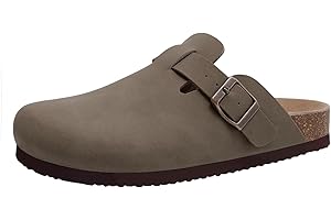 KIDMI Women's Cork Footbed Clogs Leather Mules Comfort Potato Shoes with Arch Support