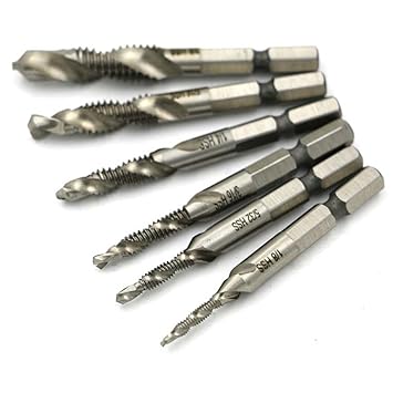 Generic 2017 6PCS Hex Shank High Speed Steel Spiral Screw Thread Taps Drill Bits Set for Drilling Tapping Cutting on Soft Metal