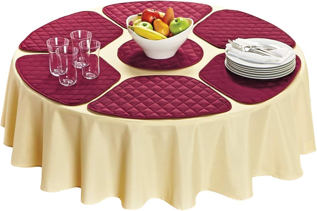 ABC Distributing Round Table Placemats (Set of 7) Burgundy Amazon.co