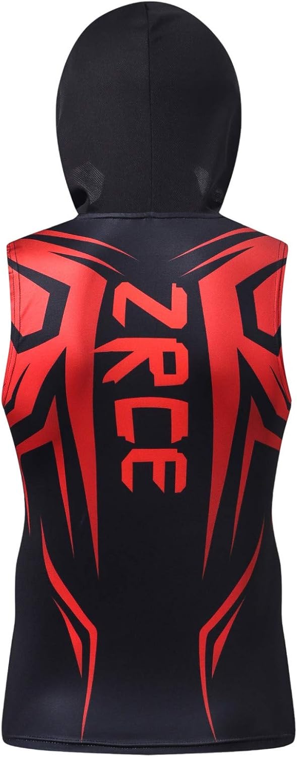 red sleeveless hoodie mens