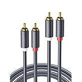 UGREEN 2 RCA Cable Male Stereo Audio Cable Gold Plated Car Subwoofer Adapter Dual Shielded Red and White Cord for Home Theate