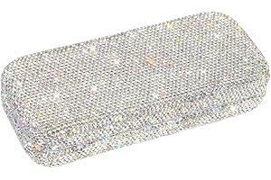Diamond-Embellished Sunglasses Case for Car, Portable Eyeglass Storage Box with Sparkling Accents, Sturdy Protective Holder f