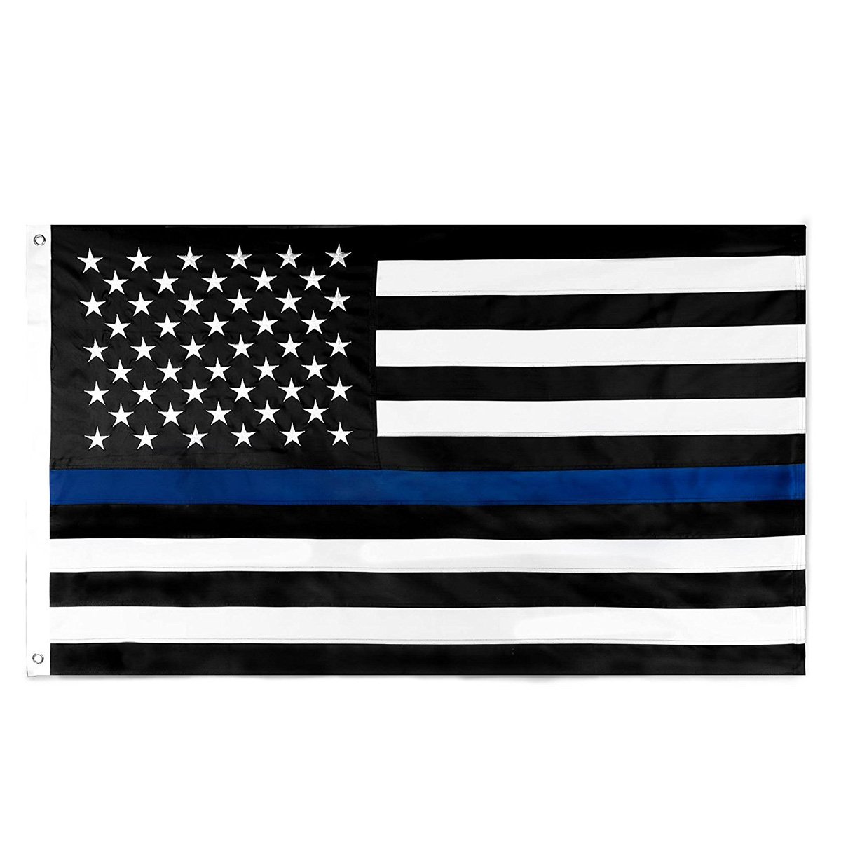 Thin Blue Line Flag 3x5 Ft Nylon Embroidered Stars Sewn Stripes Blue Line USA Banner Flags for Police and Law Enforcement Officers