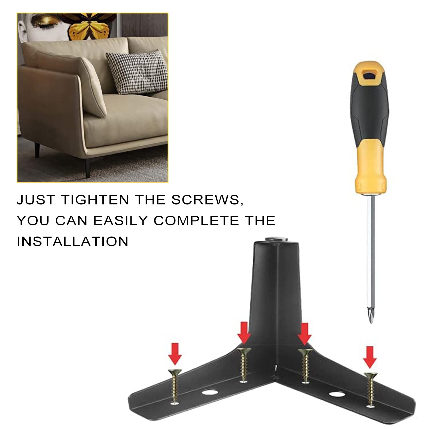 Furniture Legs Metal Feet: Cabinet Legs 4 Inch Triangle Feet Replacement Dresser Legs Set of 4