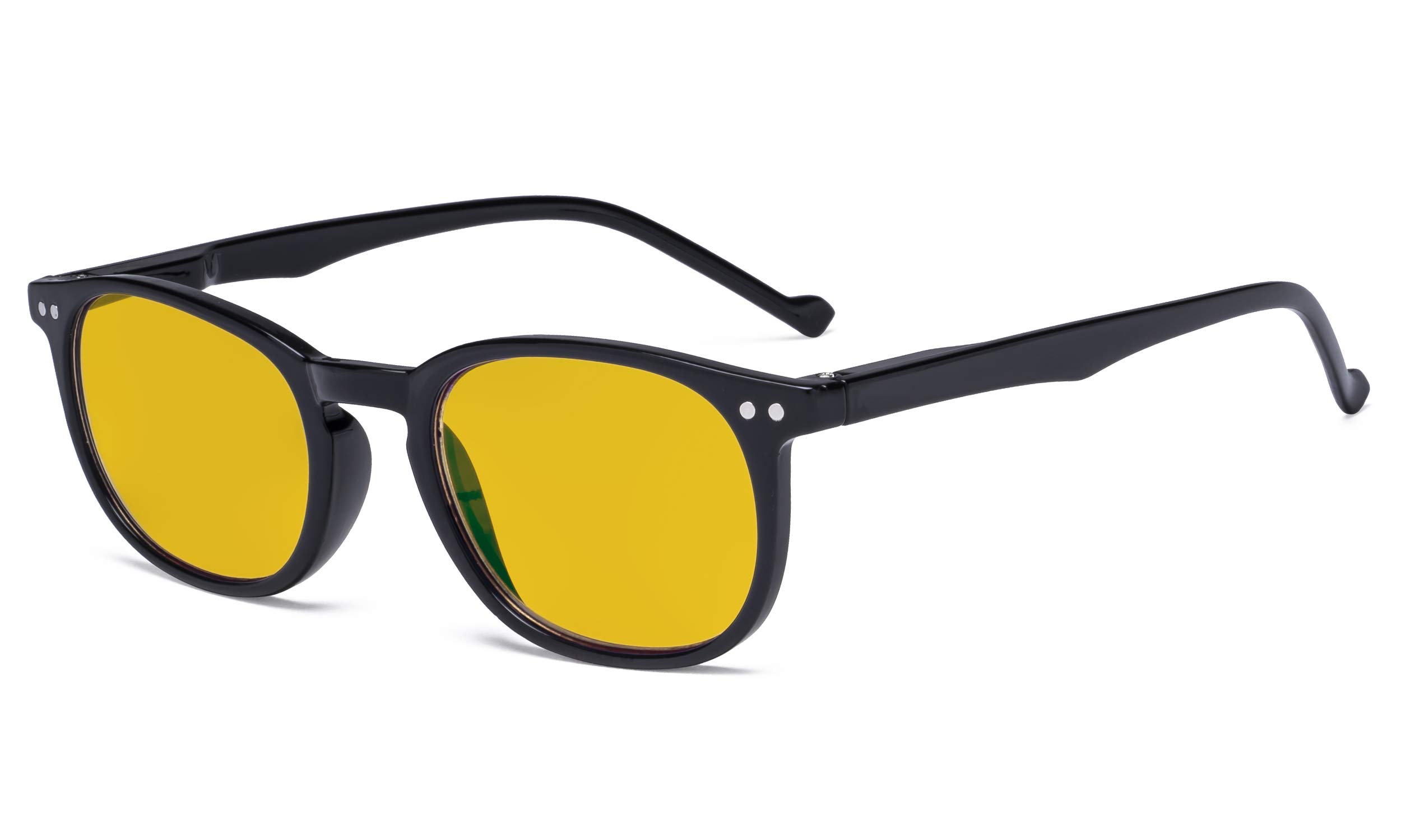 Eyekepper Retro Blue Light Glasses Women Men - Blocking Ray Screen Glare Computer Reading Glasses with Amber Tinted Filter Lens - Black — image 1