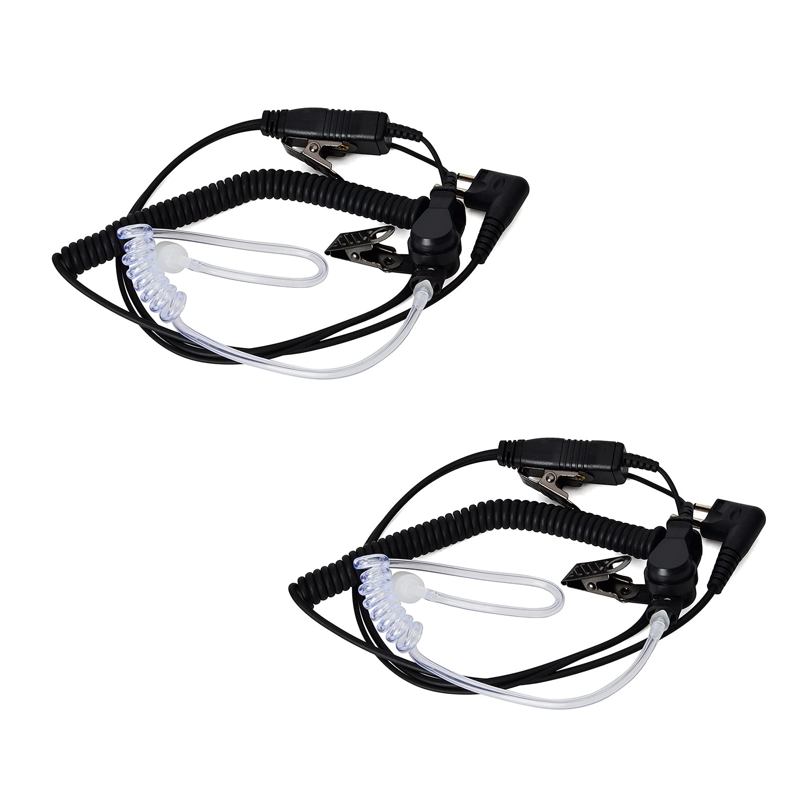 UAYESOK Security Earpiece 2 Pin Covert Air Acoustic Tube Radio Headset with PTT Mic for Motorola CP040 DP1400 GP68 GP88 GP300 CT150 Pro1150 Hyera Midland 2 Way Radio(Pack of 2)