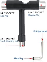 YOUSHARES Skateboard Tool T-Bone Roller Tool 3-socket 9 13 14 mm view 2