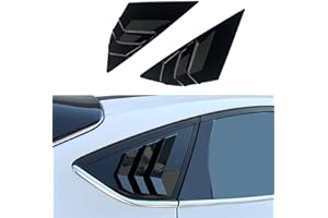 MICROCK Rear Side Window Louvers Racing Style Triangular Window Glass Blinds for Ford Focus ST RS MK3 Hatchback 2012 2013 2014 2015 2016 2017 2018, Glossy Black