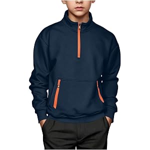 DASAYO Boys Quarter Zip Fleece Long Sleeve Pullover Sweatshirt | 5-15 Years,Kids Trendy Athletic Casual Sweatshirts,Teen Boy