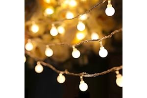 Y YUEGANG Globe String Lights 33ft 70 Led, Indoor/ Bedroom, 8 Modes Fairy Lights Plug in, Extendable Outdoor Decorative Lights for Christmas Decoration, Patio, Wedding, Warm White, No Remote