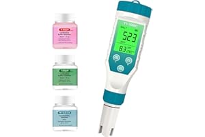 TERRONIX PH Meter for hydroponics & Spa Salt Tester – 5‑in‑1 pH, Salinity, TDS, EC & Temp Meter with 12.88 mS/cm Calibration – Saltwater Pool, Hot Tub & Aquarium Water Quality Monitor