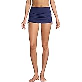 Lands' End Womens Chlorine Resistant Adjustable Swim Skirt Control Deep Sea Navy Regular 18